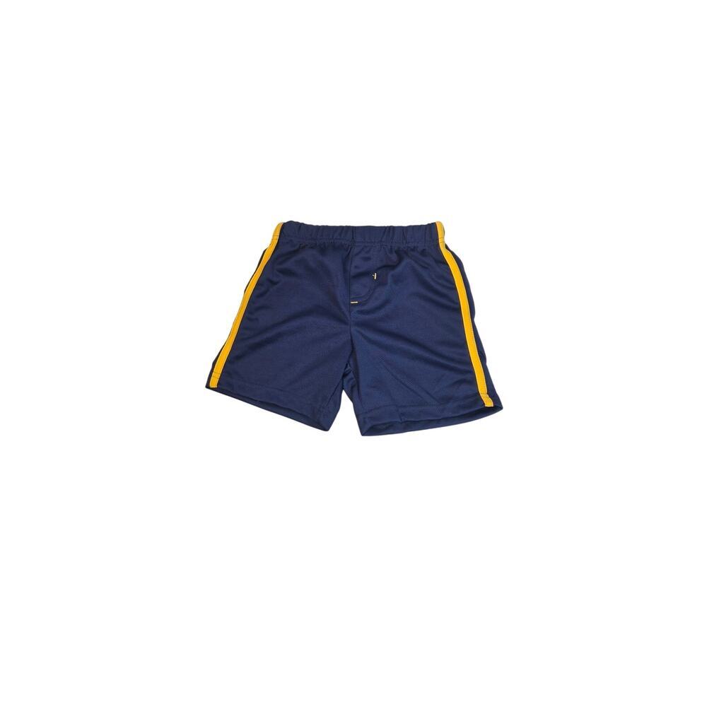 Toddler Boys Navy Blue Yellow Stripe Mesh Athletic Shorts Size 3T